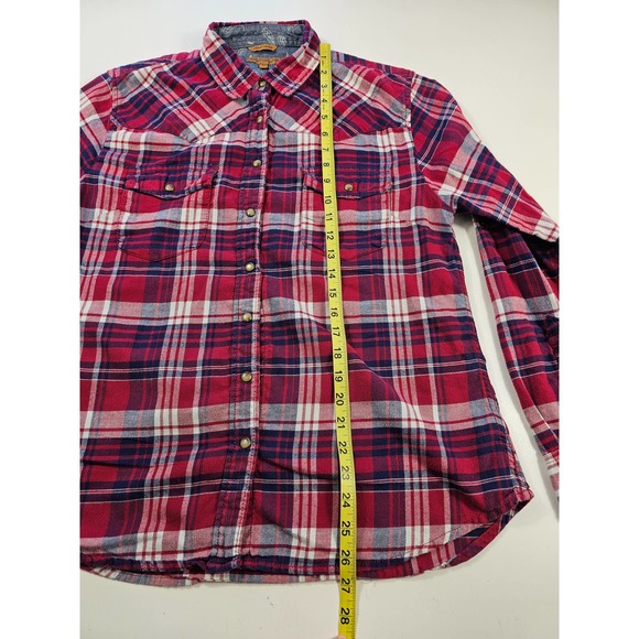 Jachs girlfriend comfort stretch plaid flannel button up M - Picture 7 of 8